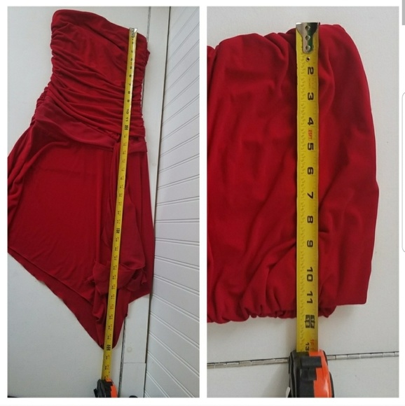 Wishes Red Strapless Asymmetrical Dress Sz. S - Picture 4 of 7